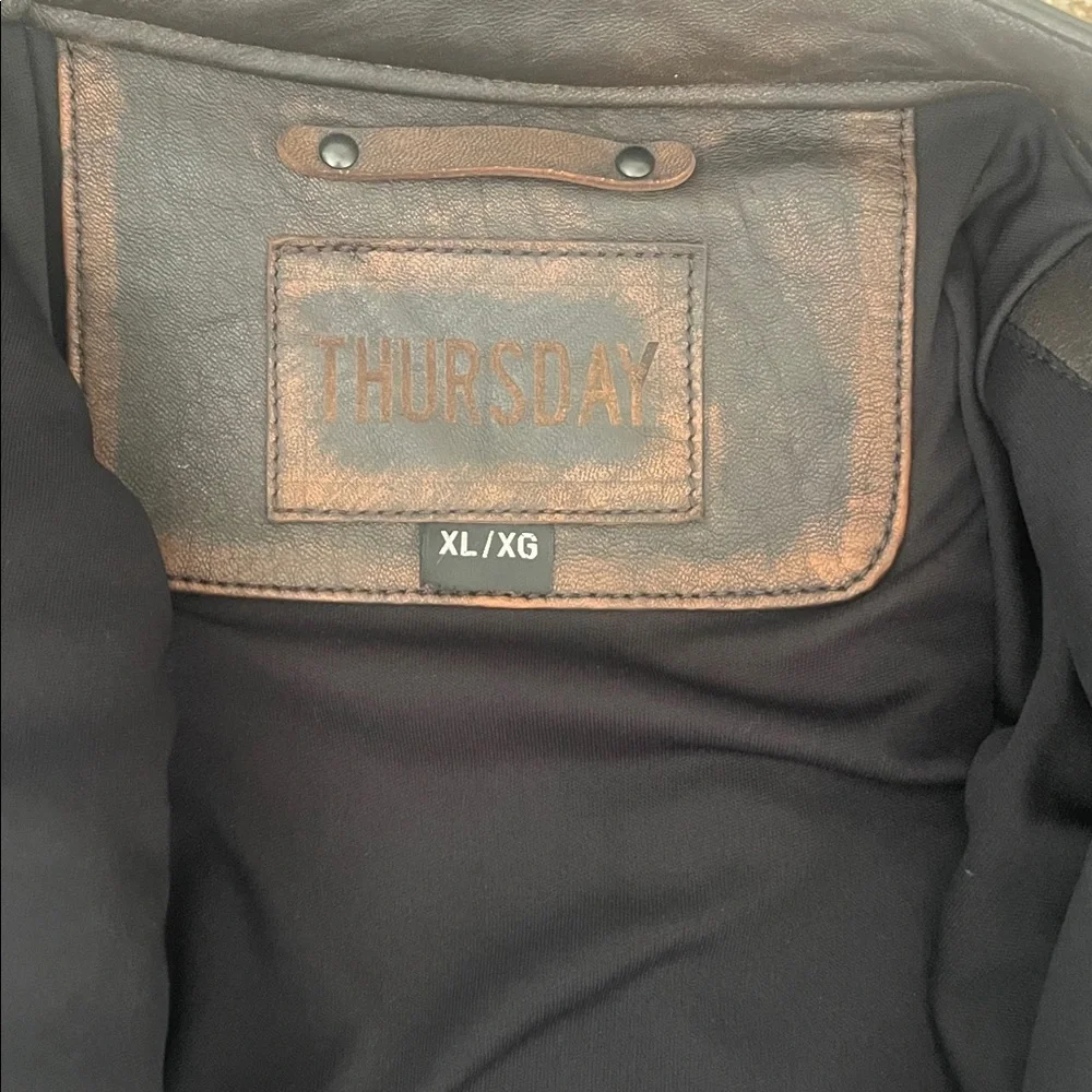 Thursday Boots Leather Roadster Jacket (Black Coffee) athletic cut size XL - Picture 9 of 9